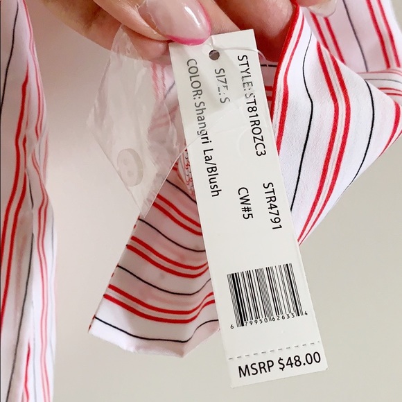 Zac & Rachel Shangri Stripe Button Down Red Small - Picture 4 of 8